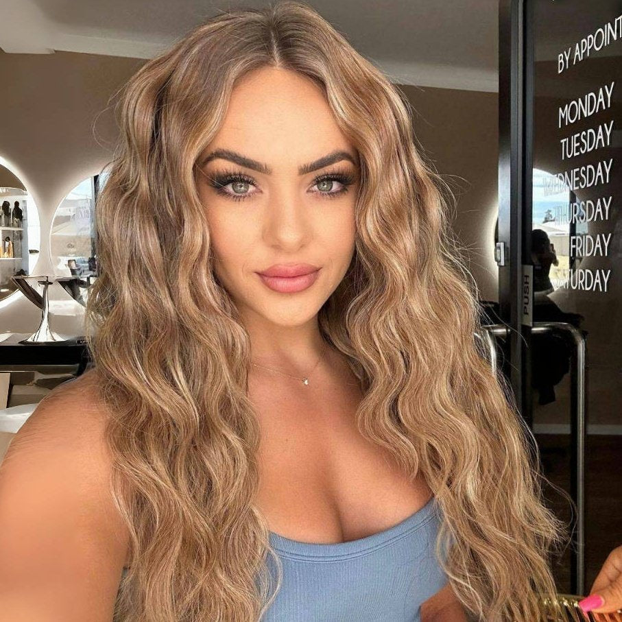 Premium-Honey-Tape-Weft-Hair-Extensions-USA-Customer-Real-Application