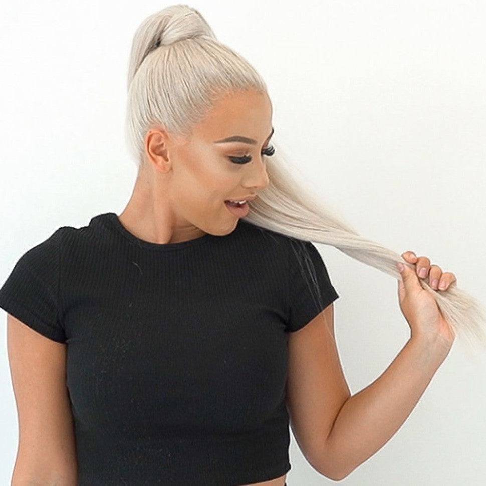 Premium Platinum Blonde Ponytail Human Hair Extensions