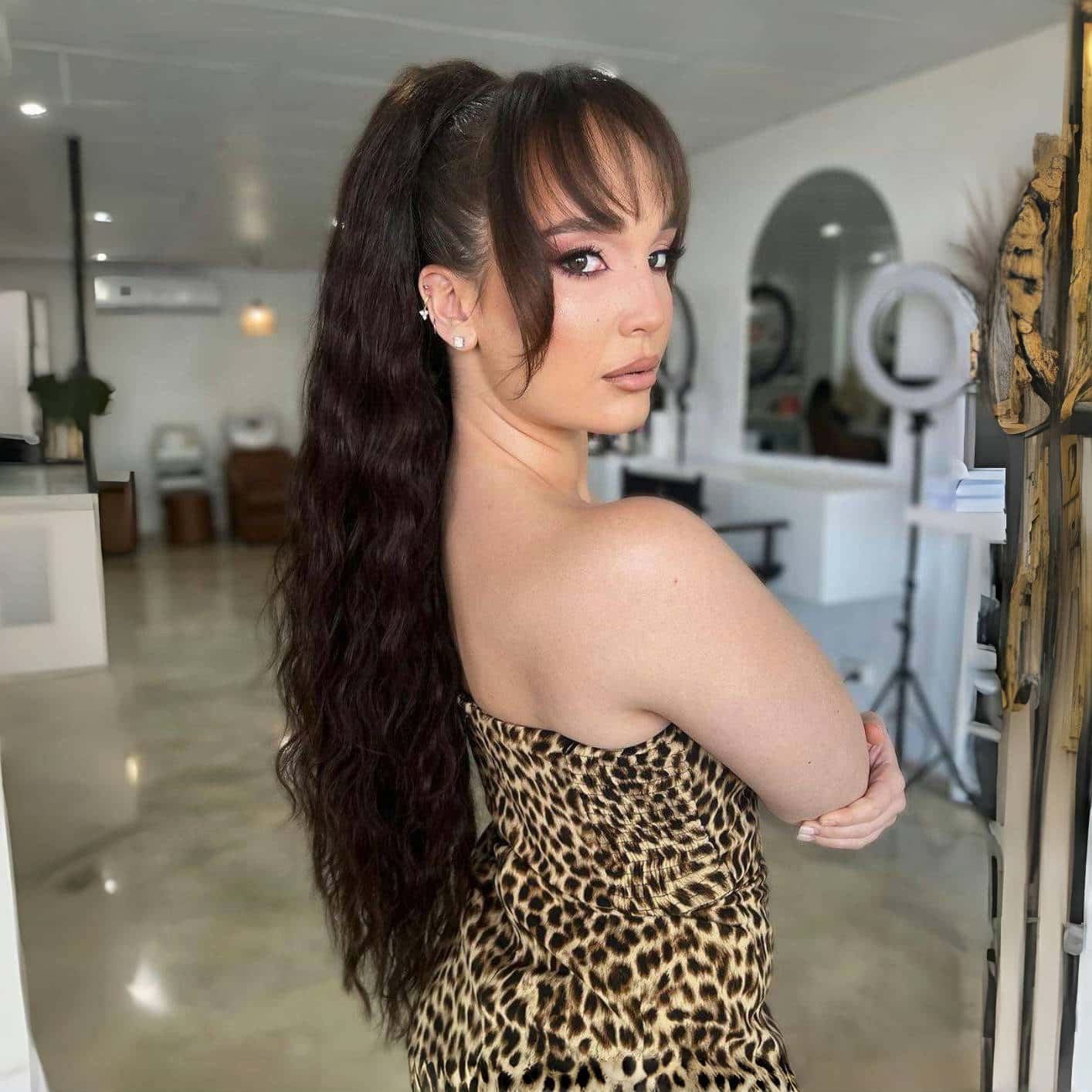 Premium Espresso Brown Ponytail Human Hair Extensions