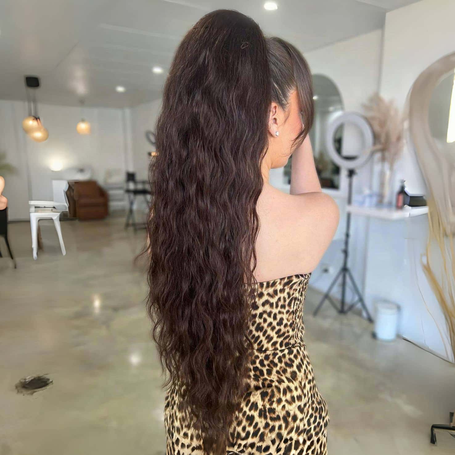 Premium Espresso Brown Ponytail Human Hair Extensions