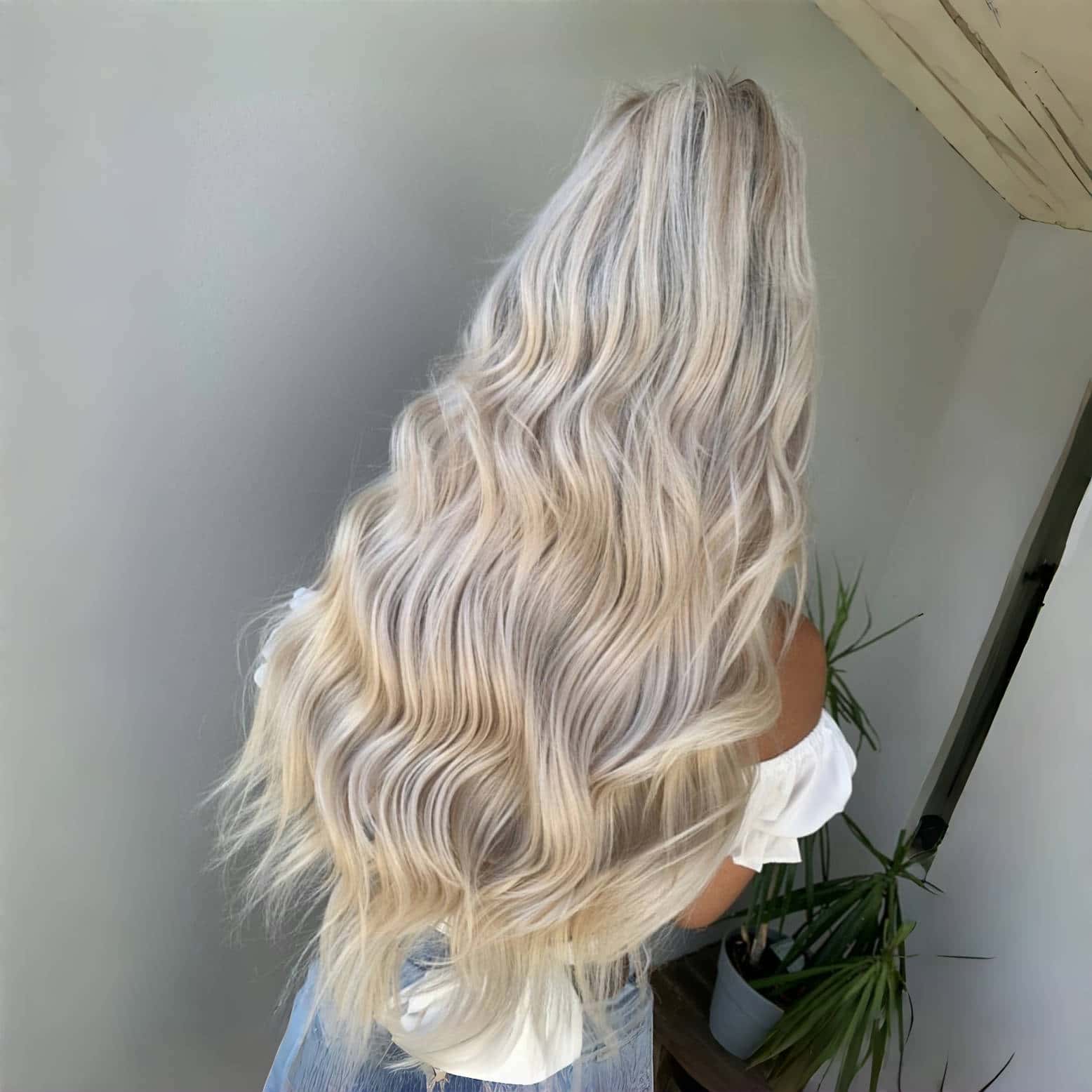 Premium Platinum Blonde Clip In Human Hair Extensions