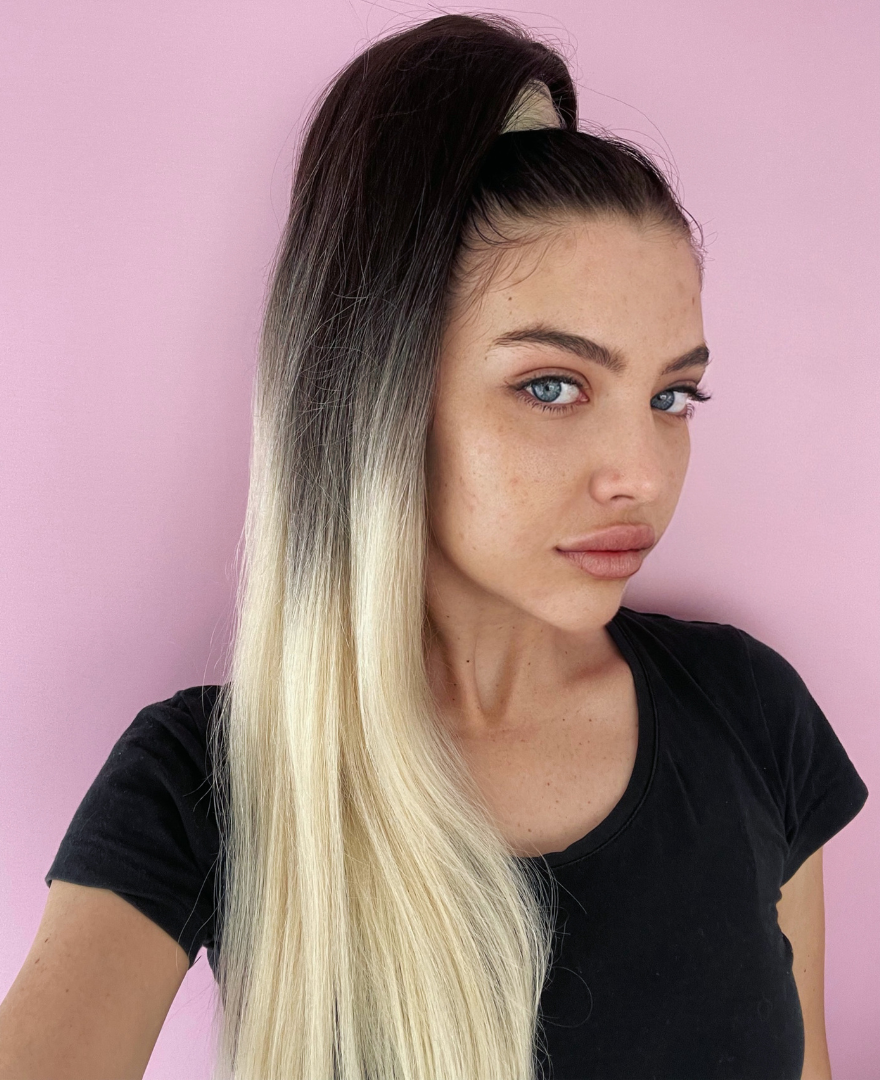 Oreo Balayage Clip On Ponytail Extensions - Kiki Hair Extensions